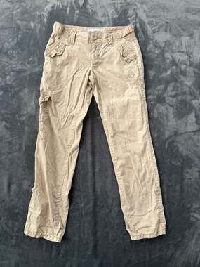 Aeropostale Y2K Khaki Cargo Roll-Up Leg Pants with Embroidery